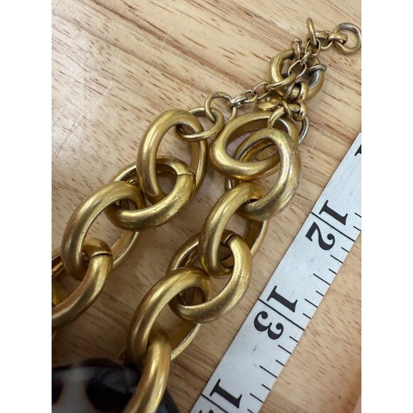 J. Crew Tortoiseshell Link Statement Necklace W/ Gold-Tone Chain 21-In - Picture 7 of 9